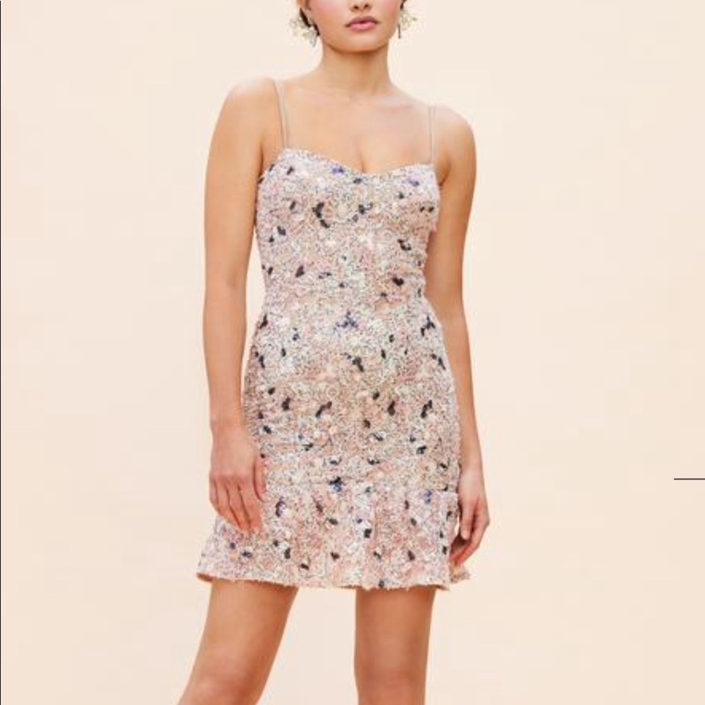 Dress The Population Jill Sequin Dress Blush NWT L